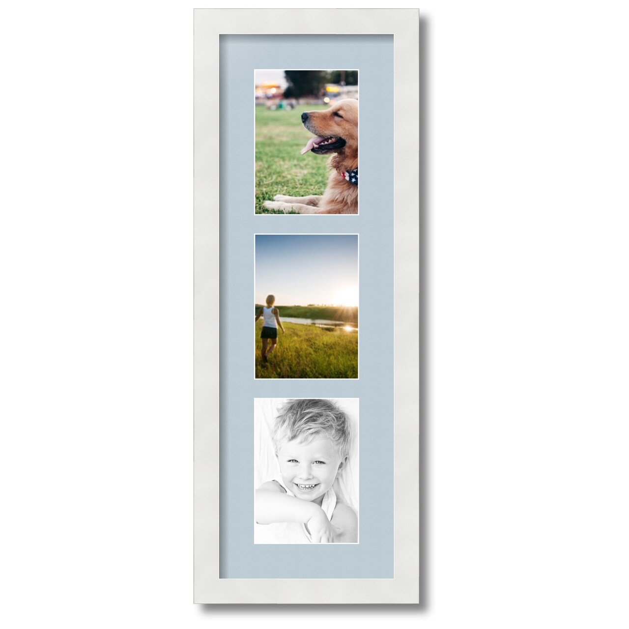 ArtToFrames Collage Photo Picture Frame with 3 - 5x7 inch Openings, Framed in White with Over 62 Mat Color Options and Plexi Glass (CSM-3966-138)